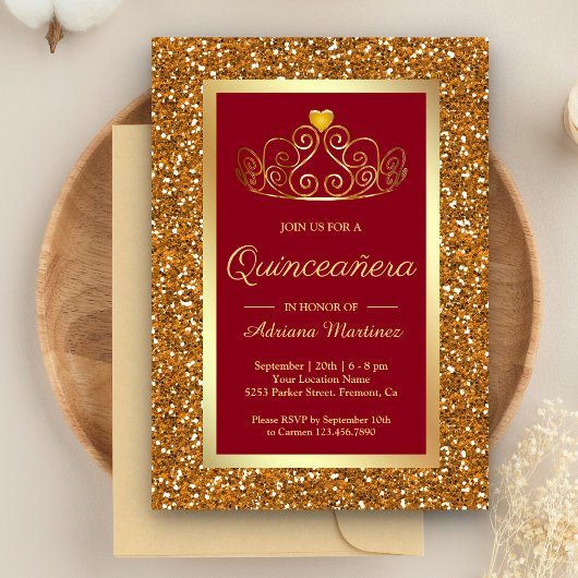 Invitation Parties scintillant d'or de Faux Tiara Princess Re