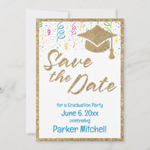 Invitation Parties scintillant d'or de la fête de graduation