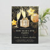 Invitation Parties scintillant d'or de la fête de la Saint-Sy (Debout devant)