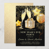 Invitation Parties scintillant d'or de la fête de la Saint-Sy (Devant / Derrière)