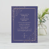 Invitation Parties scintillant d'or de la Marine Coins Confet (Debout devant)