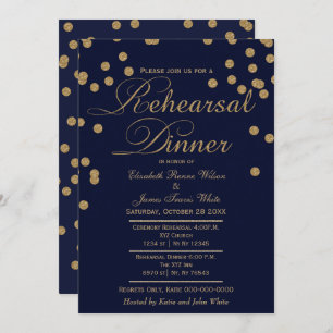 Invitation parties scintillant d'or de la marine dîner invita