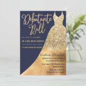 Invitation Parties scintillant d'or de la Marine glamour robe (Debout devant)