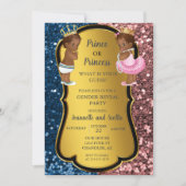 Invitation Parties scintillant d'or de la révélation de genre (Devant)