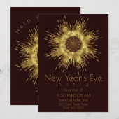 Invitation Parties scintillant d'or de l'horloge de réveillon (Devant / Derrière)