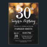 Invitation Parties scintillant d'or de l'invitation surprise<br><div class="desc">Surprise 30e anniversaire Invitation avec Gold String Lights avec Gold Parties scintillant Arrière - plan. Anniversaire de l'or. Anniversaire adulte. Hommes ou femmes Anniversaire Invitation. 13e 15e 16e 18e 20e 21e 30e 40e 50e 60e 70e 80e 90e 100e, n'importe quel âge. Pour plus de personnalisation, cliquez sur le bouton "Customiser"...</div>