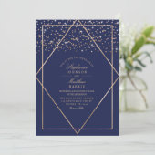 Invitation Parties scintillant d'or de luxe Confetti Marine M (Debout devant)