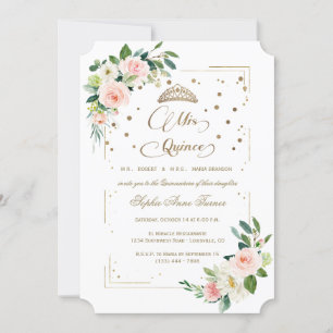 Invitation Parties scintillant d'or de luxe Floral Mis Quince
