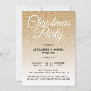 Invitation Parties scintillant d'or de luxe Ombre fête de Noë