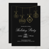 Invitation Parties scintillant d'or de Noël Ornements Fête de (Devant / Derrière)