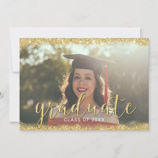 Invitation Parties scintillant d'or de script 3D moderne (Devant)