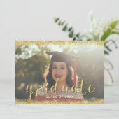 Invitation Parties scintillant d'or de script 3D moderne (Debout devant)