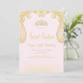 Invitation Parties scintillant d'or & dentelle, Sweet 16 Invi (Debout devant)