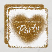 Invitation Parties scintillant d'or Déversement Coeur Glamor (Devant / Derrière)