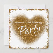 Invitation Parties scintillant d'or Déversement Coeur Glamor (Devant)