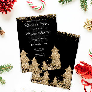 Invitation Parties scintillant d'or d'hiver Christmas Tree Pa