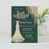 Invitation Parties scintillant d'or, Diamants Robe Vert Sweet (Debout devant)