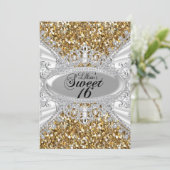 Invitation Parties scintillant d'or Diamond Tiara Sweet 16 In (Debout devant)