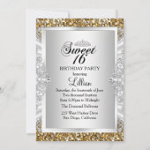Invitation Parties scintillant d'or Diamond Tiara Sweet 16 In (Dos)