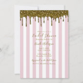 Invitation Parties scintillant d'or Dip rose bonbon rayures F (Devant)