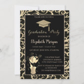 Invitation Parties scintillant d'or Diplôme Cap SwirlsGraduat (Devant)