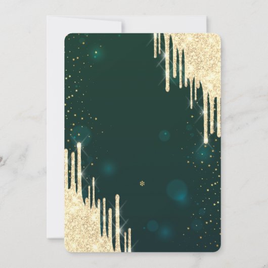 Invitation Parties scintillant d'or Drips Vert 40e anniversai (Dos)