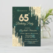 Invitation Parties scintillant d'or Drips Vert 65e anniversai (Debout devant)