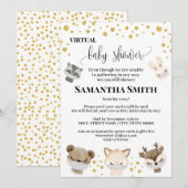 Invitation Parties scintillant d'or du Baby shower virtuel de (Devant / Derrière)