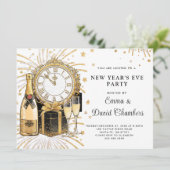 Invitation Parties scintillant d'or du Nouvel An 2024 (Debout devant)