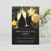 Invitation parties scintillant d'or du Nouvel An 2024 sur le  (Debout devant)