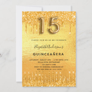 Invitation Parties scintillant d'or du parti Quinceanera gout