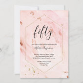 Invitation Parties scintillant d'or du Rose de la fête du 50e (Devant)