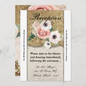 Invitation parties scintillant d'or du Rose géométrique 3,5 x (Devant / Derrière)