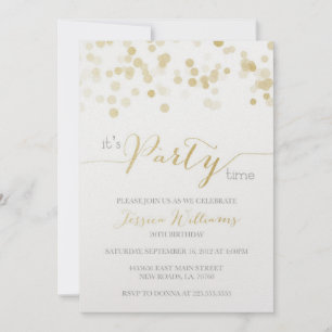Invitation Parties scintillant d'or Échantillon métallique