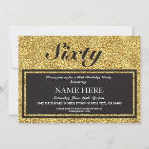 Invitation Parties scintillant d'or Elégant anniversaire n'im
