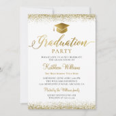 Invitation Parties scintillant d'or élégant Photo Graduation (Devant)