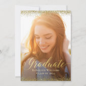 Invitation Parties scintillant d'or élégant Photo Graduation (Dos)