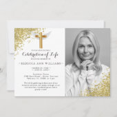 Invitation Parties scintillant d'or Élégante photo Célébratio (Devant)