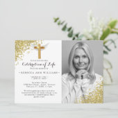 Invitation Parties scintillant d'or Élégante photo Célébratio (Debout devant)