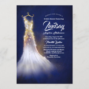 Invitation Parties scintillant d'or Elégante robe Marine Bleu