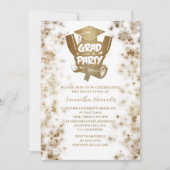 Invitation Parties scintillant d'or Élégante Soirée de Gradua (Devant)