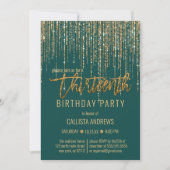 Invitation Parties scintillant d'or Emerald Green Fringe 13e  (Devant)