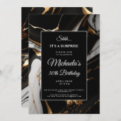 Invitation parties scintillant d'or en marbre liquide surpris (Devant / Derrière)