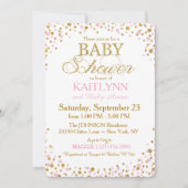 Invitation Parties scintillant d'or et Baby shower d'arrosage (Devant)