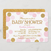 Invitation Parties scintillant d'or et Baby shower de points (Devant / Derrière)
