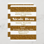 Invitation Parties scintillant d'or et bandes blanches Invita (Devant / Derrière)