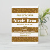 Invitation Parties scintillant d'or et bandes blanches Invita (Debout devant)