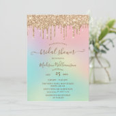 Invitation Parties scintillant d'or et Fête des mariées arc-e (Debout devant)