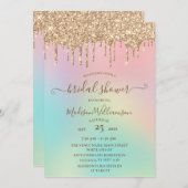 Invitation Parties scintillant d'or et Fête des mariées arc-e (Devant / Derrière)