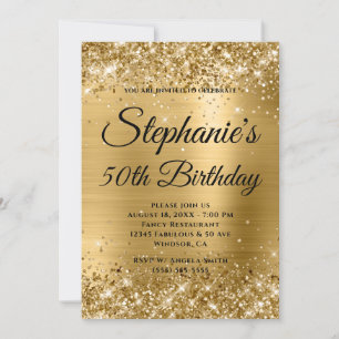 Invitation Parties scintillant d'or et Foil Fancy Monogramme